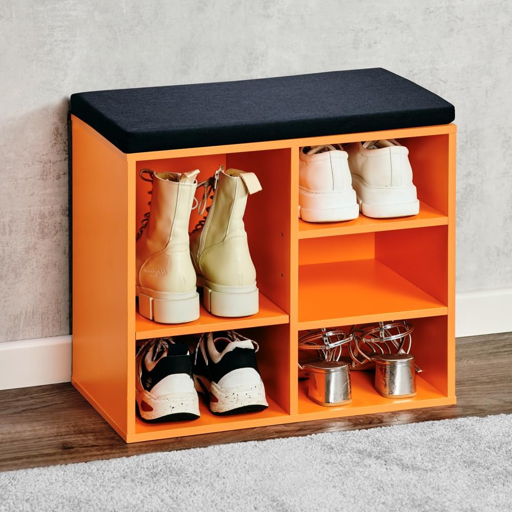 Kesper | Schuhschrank mit Sitzkissen, Material: Faserplatte, Masse: B51,5 x H48 cm x L29,5 cm, Farbe