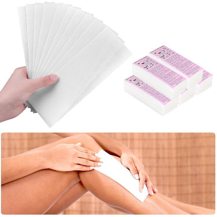 500 Stück Vliesstreifen für Warmwachs und Zuckerpast Wachsstreifen Papier Haarentfernung Bikini Enth
