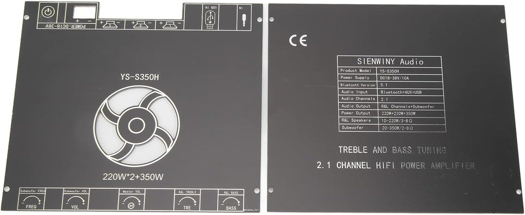 XY S350H 2 X 220W Bluetooth -Leistungsverstärker -Karte, 350W -Subwoofer, 360 ° Unendliches Tuning,