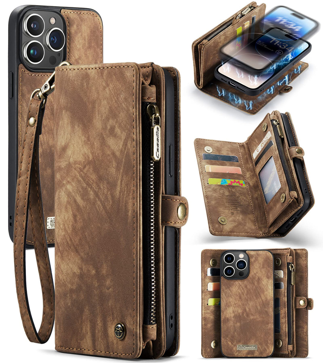 UFinetech iPhone 14 Pro Max Hülle, Flip Leder TPU Stossfest Kartenfach Tasche Handyhülle iPhone 14 P