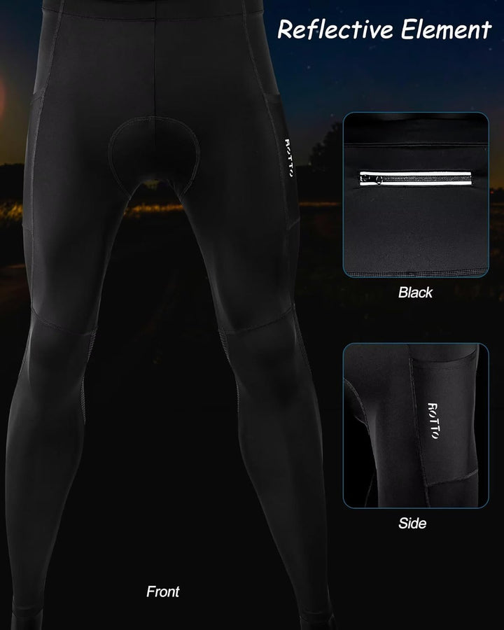 ROTTO Lange Radlerhose Herren Fahrradhose Gepolstert stossfeste Radhose Elastische Hosen Radfahren m