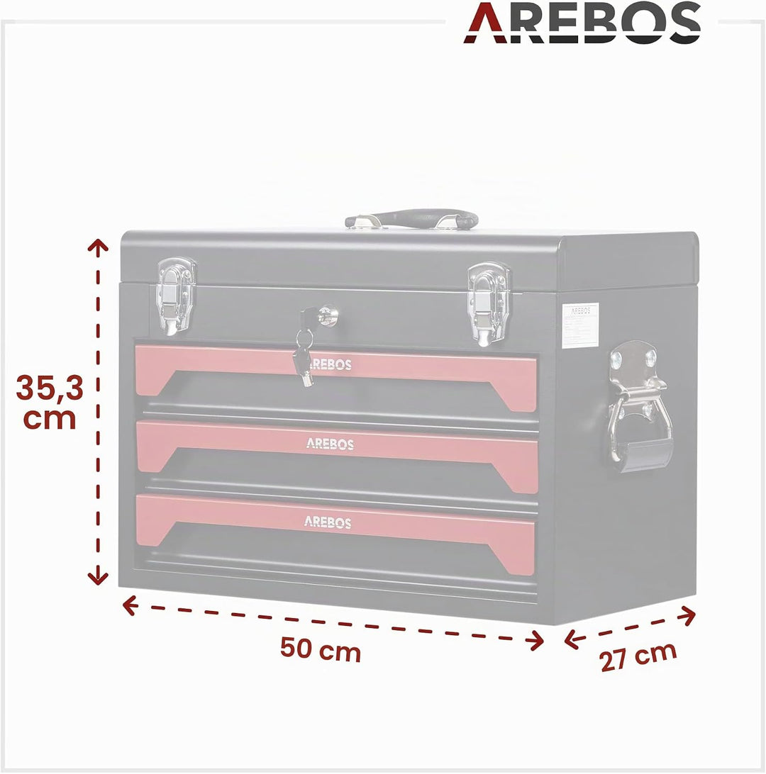 Arebos Werkzeugkoffer inkl. 172-tlg. Werkzeugset aus Chrom Vanadium Steckschlüssel Set | für Haushal