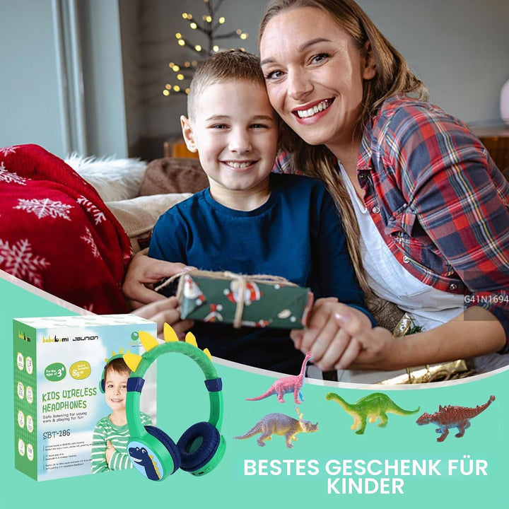 Bluetooth Kopfhörer Kinder, Dinosaurier Kinder Kopfhörer mit Kabel, Mikrofon, 85dB Lautstärkebegrenz