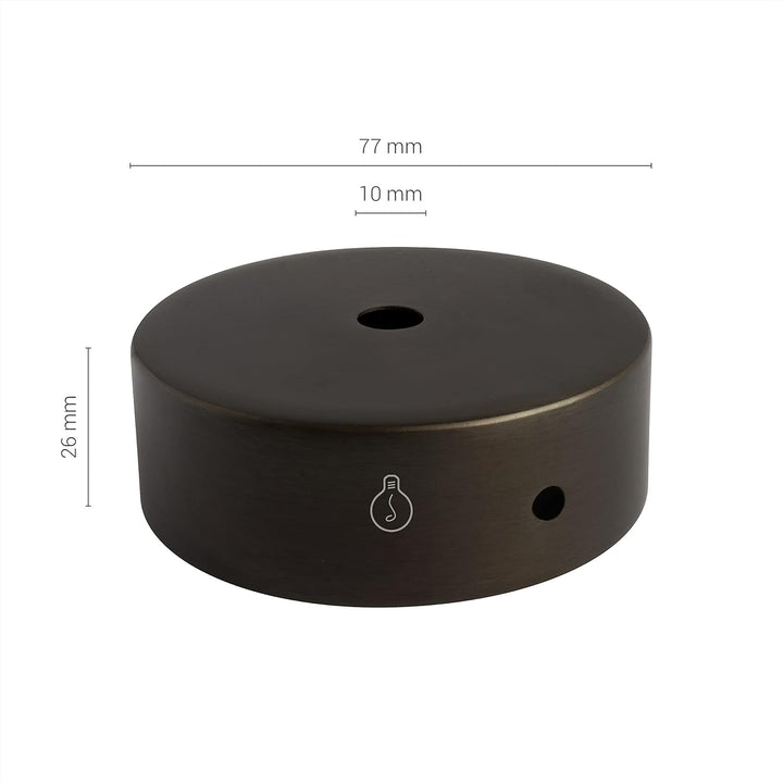 AMARCORDS - 3 Baldachin rosetten aus Metall, Farbe GLÄNZEND, Lampengehäuse komplett mit Kabelklemmen