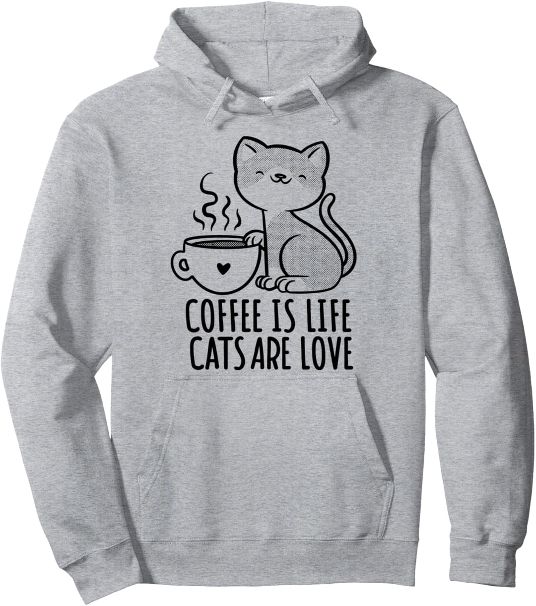 Kaffee ist Leben Katzen sind Liebe l Süsse Katze Spruch Pullover Hoodie