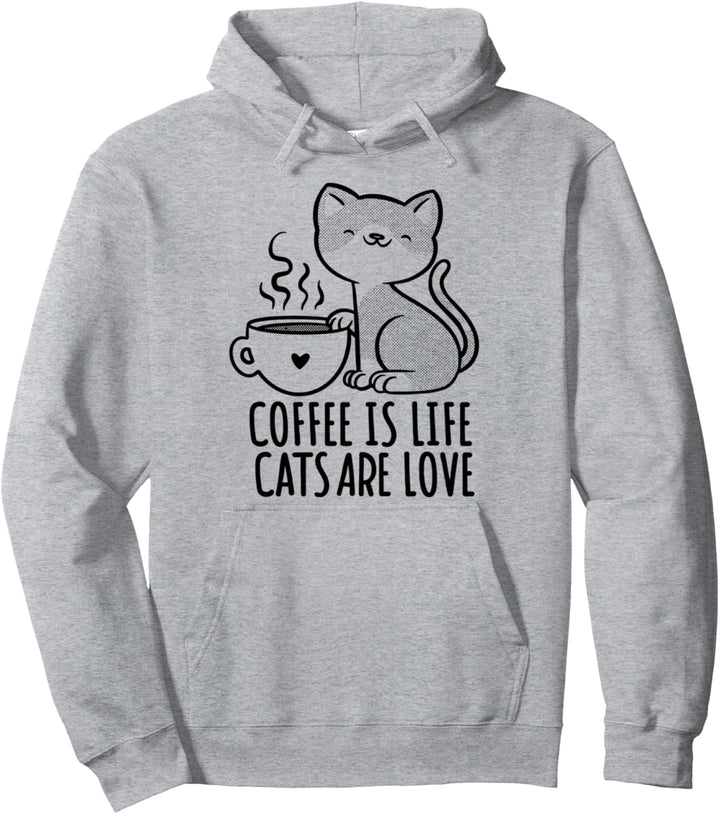 Kaffee ist Leben Katzen sind Liebe l Süsse Katze Spruch Pullover Hoodie