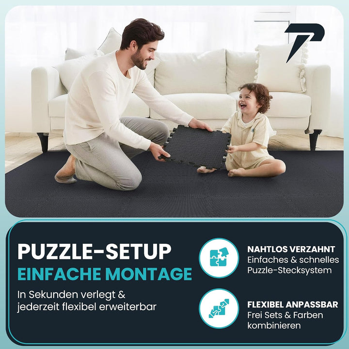 Bodenschutzmatte Fitness【Set mit 21 Matten】EVA Fitnessmatte rutschfest - Sportmatte Gymnastikmatte P