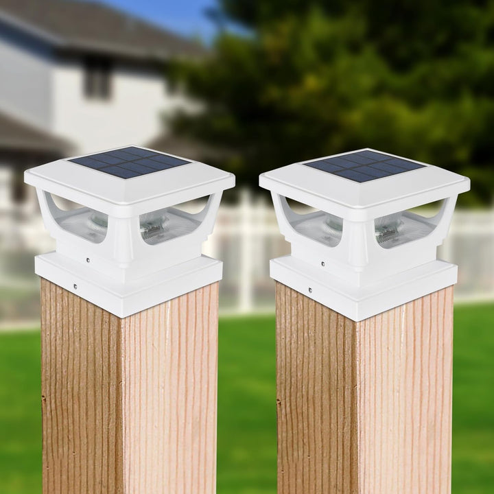 2pcs Pfostenkappe Solar 7x7 8x8 9x9 10x10, Solar Zaunpfosten Leuchte Solar Post Cap Light Solar Pfos