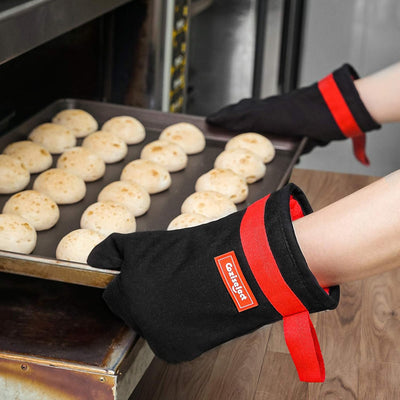 Coziselect Ofenhandschuhe, Hitzebeständige Handschuhe, Silikon Anti-Rutsch Design, Magnetisches Desi