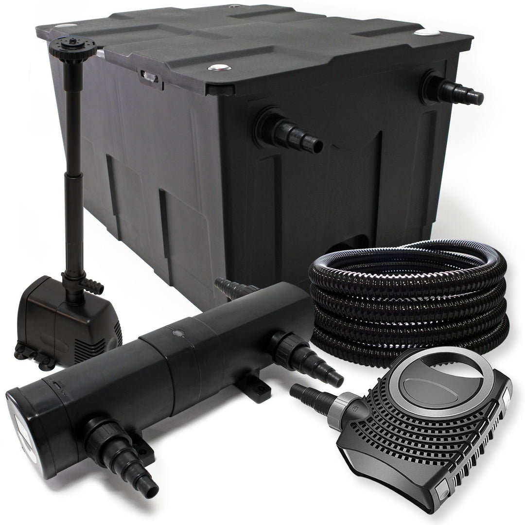 Wiltec Komplettset: CBF-550 Teichfilter bis 60000 L Teichfilteranlage, NEO10000 Teichpumpe 10000l/h