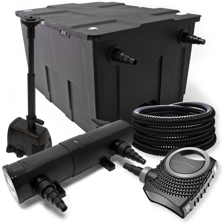 Wiltec Komplettset: CBF-550 Teichfilter bis 60000 L Teichfilteranlage, NEO10000 Teichpumpe 10000l/h