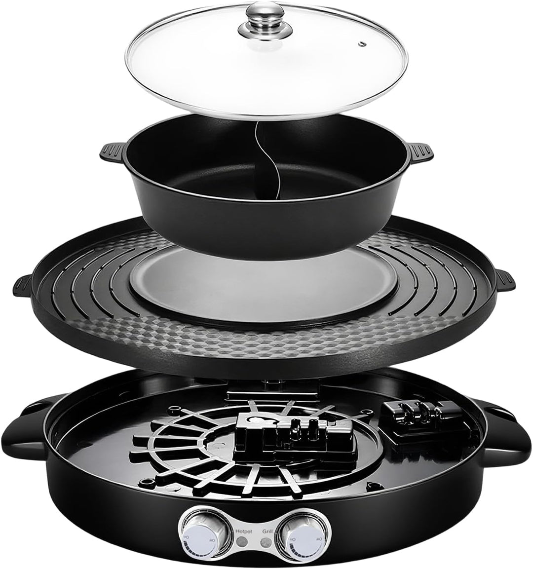 2000W Hot Pot Elektrisch Hotpot Topf 220V Elektrogrill 2 in 1 Multifunktion Elektrische Grill Hot po