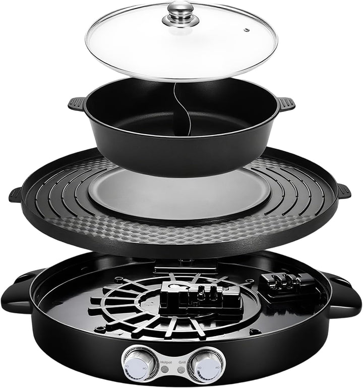 2000W Hot Pot Elektrisch Hotpot Topf 220V Elektrogrill 2 in 1 Multifunktion Elektrische Grill Hot po