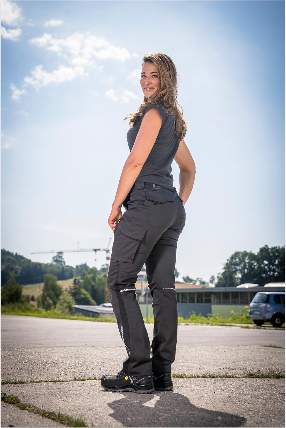 Leibwächter Flex-Line Damen T-Shirt V-Ausschnitt, tailliertes Arbeitsshirt Frauen, schnelltrocknend,