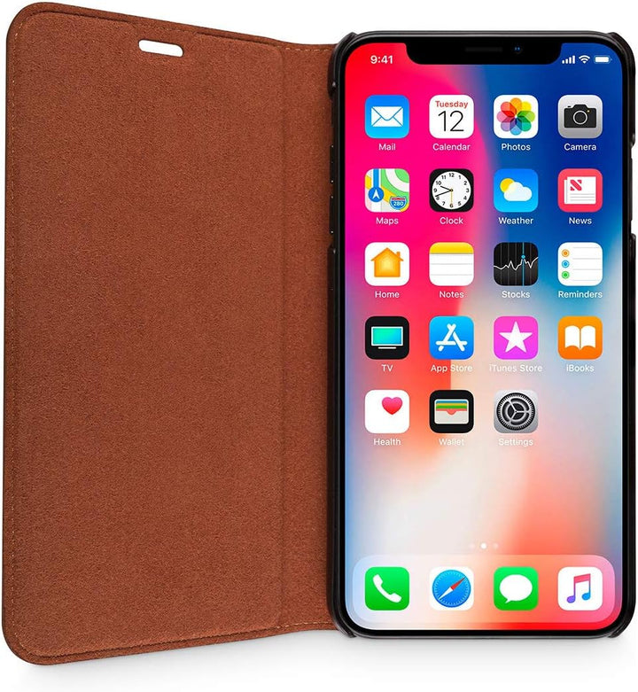 WIIUKA Echt Ledertasche - TRAVEL Italy - für Apple iPhone XS MAX - PFLANZLICH GEGERBTES Leder - Cogn