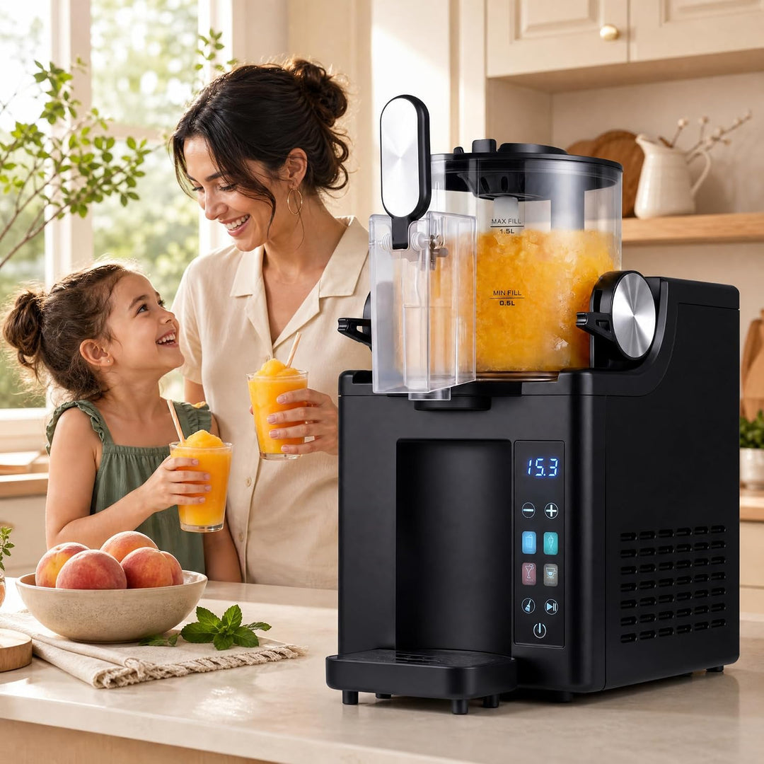LIFEZEAL Slush Maschine, 1,5 L Softeismaschine mit 220 W Kompressor | Eismaschine für Slushies, Cock