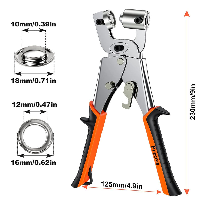 Ösenzange Set, Preciva 10mm Magnetische Ösenzange mit 500 Ösen(Ø 10mm) Ösenpresse für PVC-Banner Pla