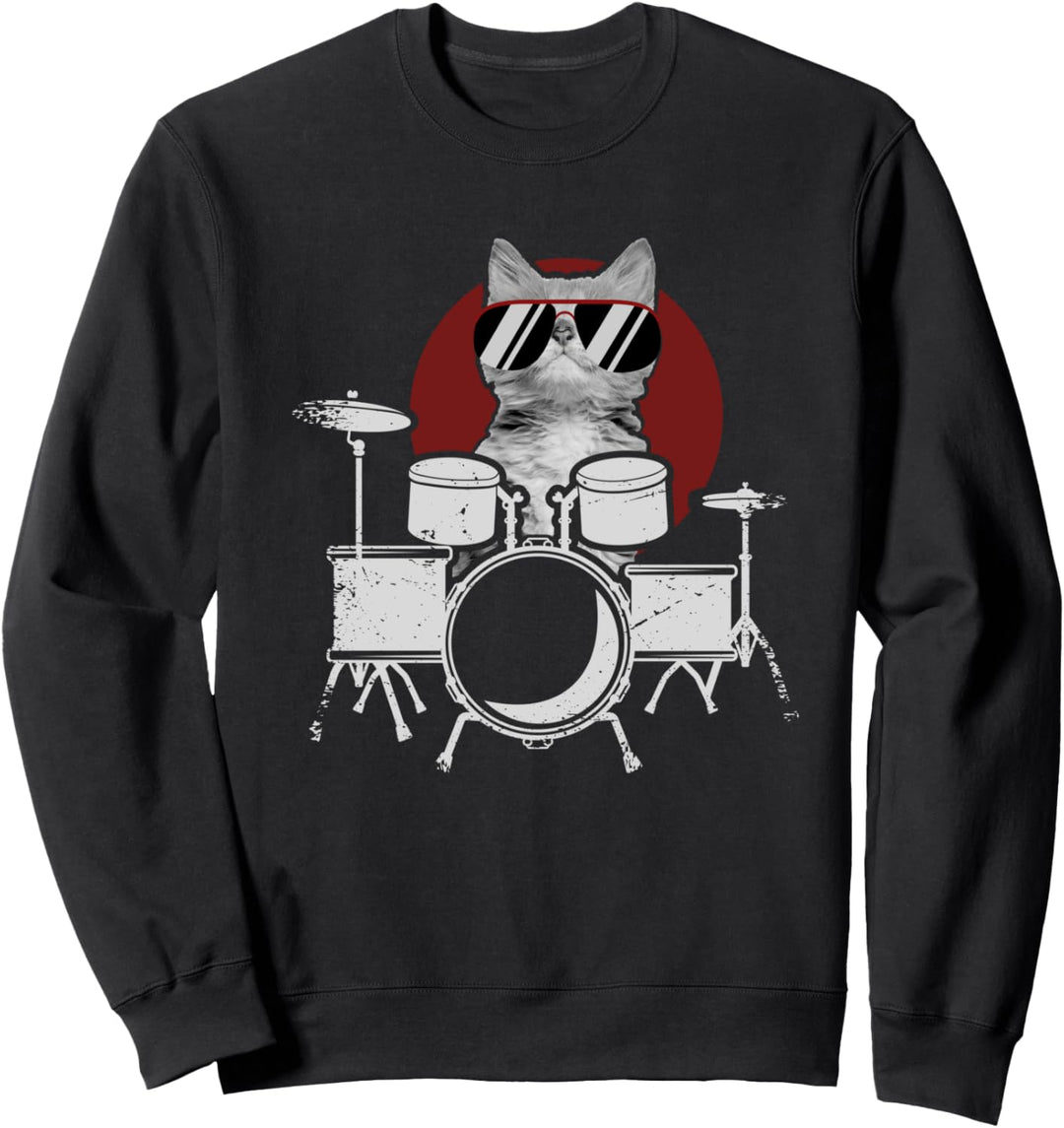 Punk Rockstar Kätzchen I Kitty I Schlagzeug Katzen Sweatshirt
