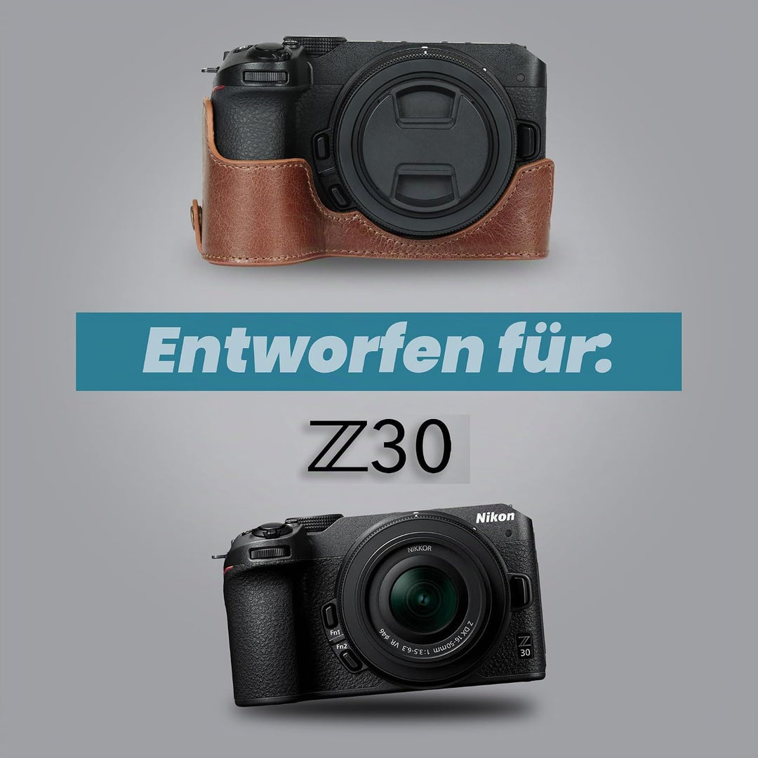 MegaGear Ever Ready Kameratasche aus echtem Leder, kompatibel mit Nikon Z30 (Braun), Braun
