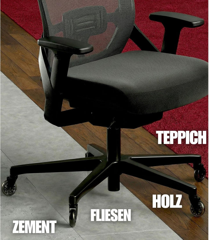 XeloTech 5er Set Hartboden-Rollen für Bürostuhl - 11mm x 22 mm - Sehr leise Bürostuhlrollen - Nie Wi