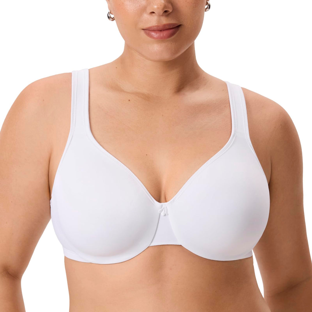 DELIMIRA Damen Minimizer BH mit Bügel Grosse Brüste Starker Halt Seamless Tshirt BHS Soft 70C Weiss,