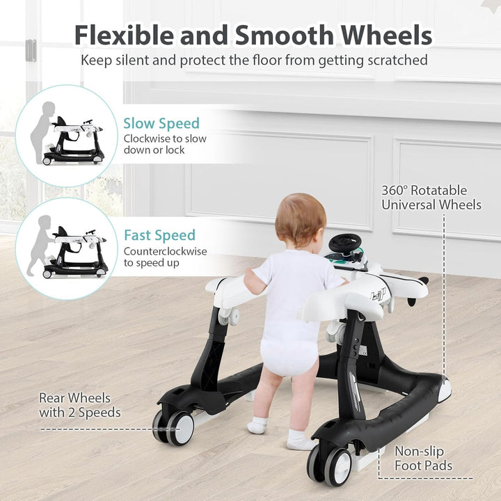 LIFEZEAL Baby Lauflernhilfe, Klappbares Babywalker mit einstellbarer Geschwindigkeit, 6 in 1 Laufaut