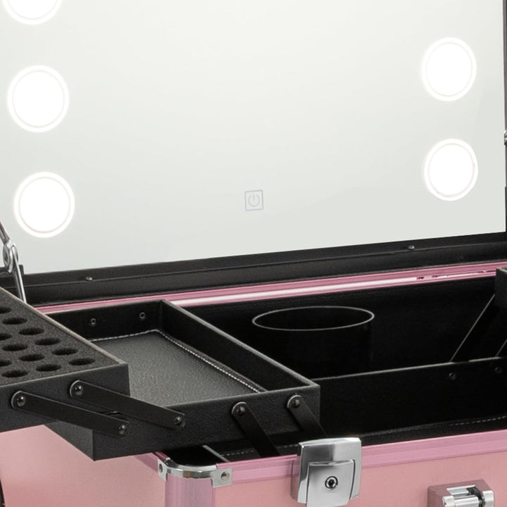 Kosmetikkoffer Trolley Schminkkoffer mit Spiegellichtern, Rolling Makeup Train Case Professionelle K