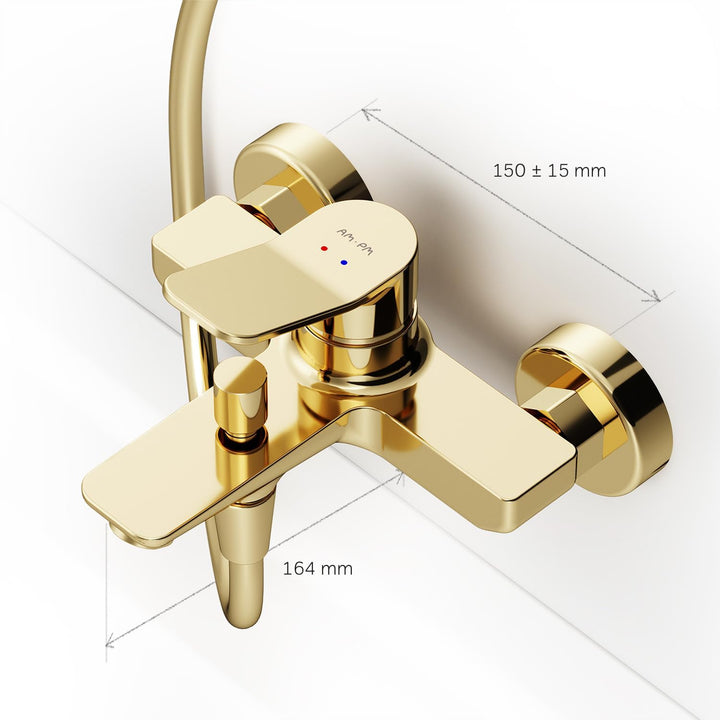 Badewannenarmatur mit Auslauf, Mischbatterie Badewanne, Brausebatterie Wanne, Einhand-Wannenbatterie