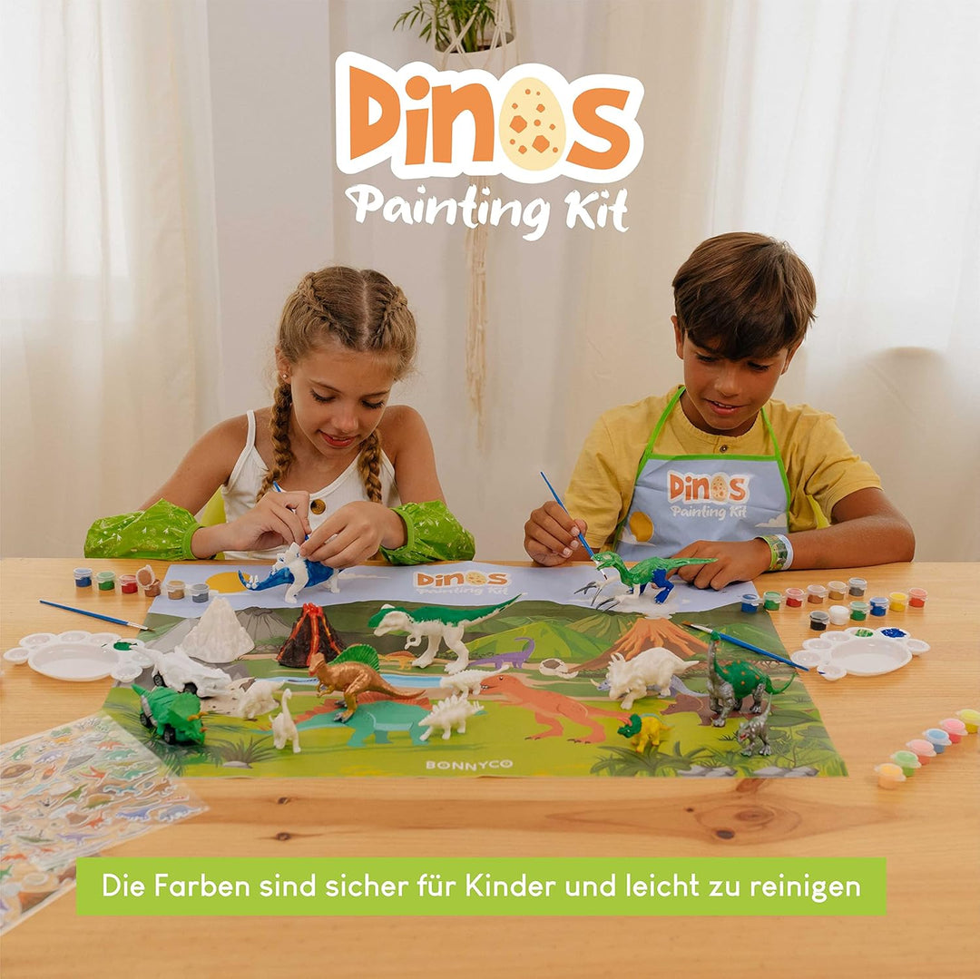 BONNYCO Dinosaurier Spielzeug Malset 16 Figuren. Dino Bastelset Kinder Spielzeug sie leuchten im Dun