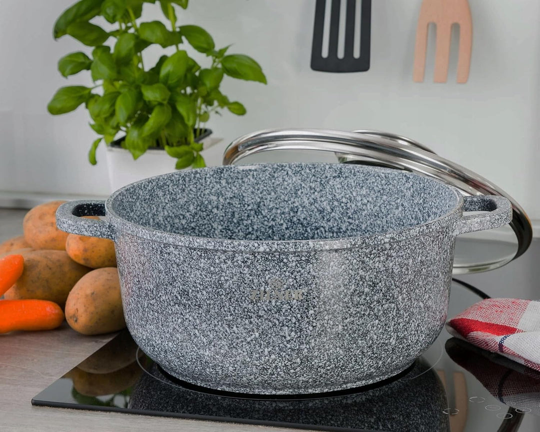3er Set Marmortöpfe 18/22 / 26cm ZL-8530, alle Herdarten, Induktion, ideal als Geschenk, 6 Elemente