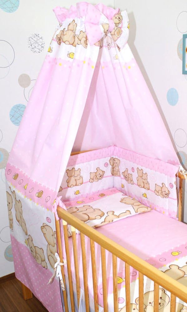 Himmel Vollstoff mit Himmelstange für Baby Kinder Bett Baumwolle Vollstoffhimmel D3, D3