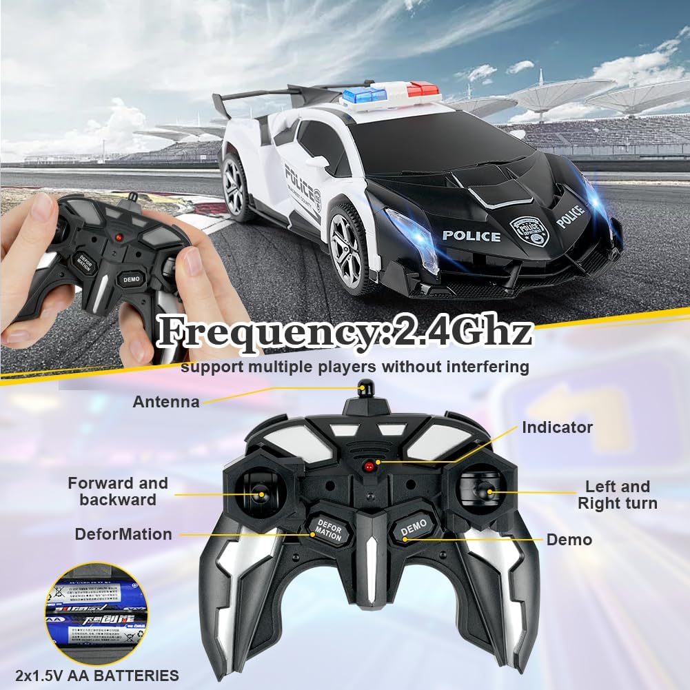 HOTUT Ferngesteuertes Auto, 1:18 Transformator, 2-in-1 Transform Roboter mit 2.4GHz Fernbedienung, P