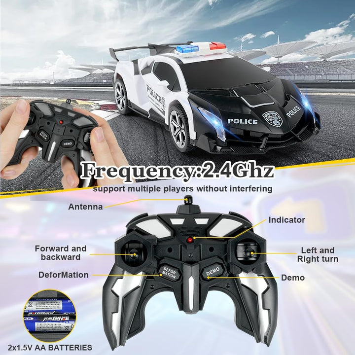 HOTUT Ferngesteuertes Auto, 1:18 Transformator, 2-in-1 Transform Roboter mit 2.4GHz Fernbedienung, P