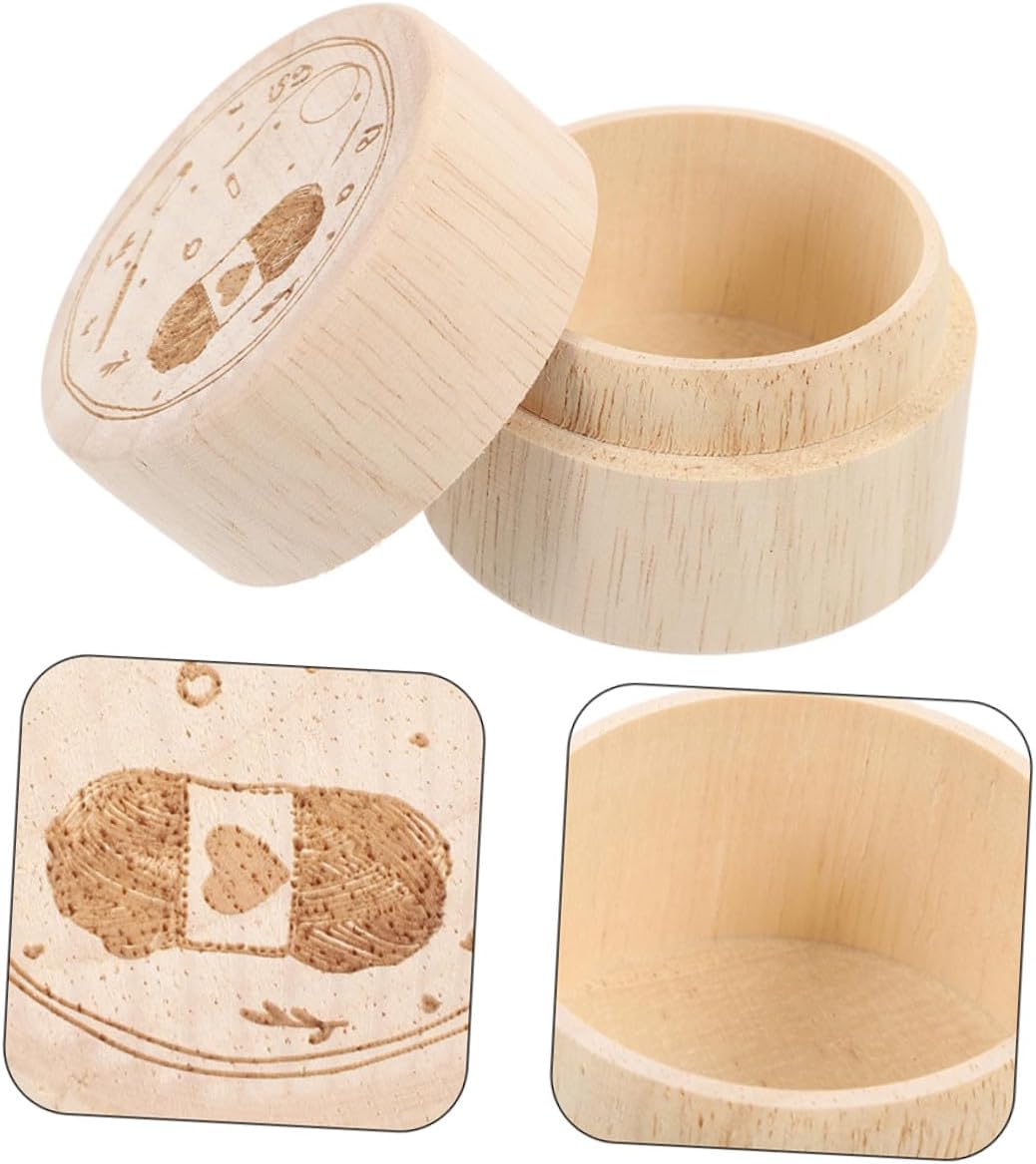 Cabilock 2 Stück Holzkästchen Rund mit Deckel Kleine Holzbox zur Aufbewahrung von Schmuck und Marker