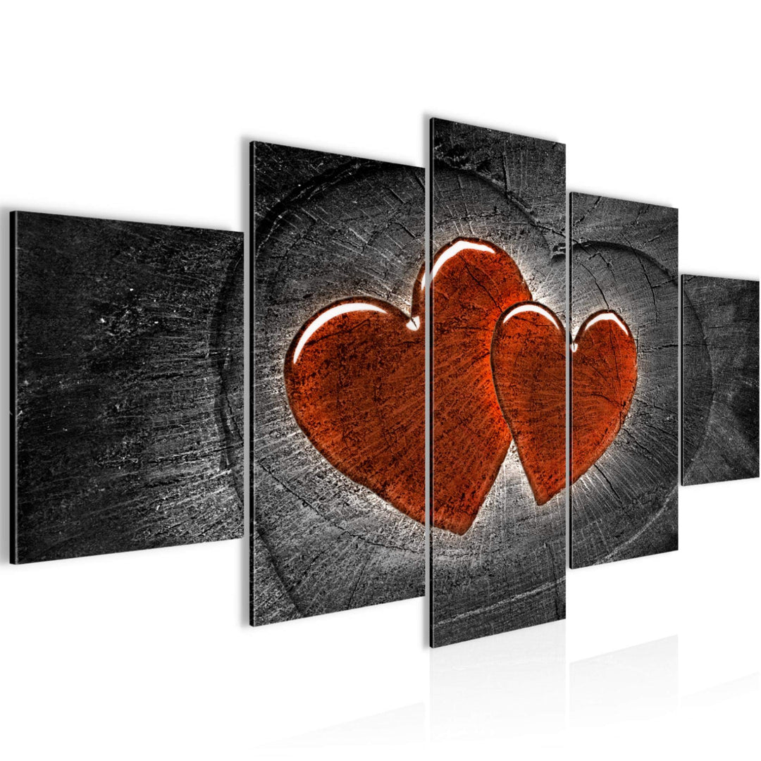 Runa Art Wandbilder Herzen Holz 5 Teilig Bild auf Vlies Leinwand Deko Wohnzimmer Schlafzimmer Holzop