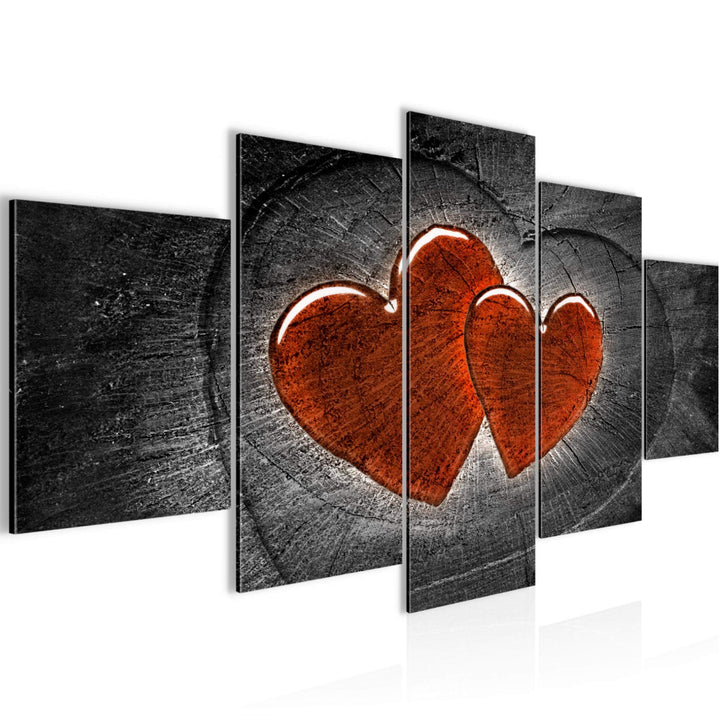 Runa Art Wandbilder Herzen Holz 5 Teilig Bild auf Vlies Leinwand Deko Wohnzimmer Schlafzimmer Holzop