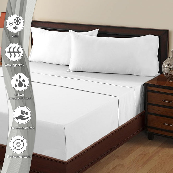Pizuna Luxuriöser Soft-Satin 2er Pack Kissenbezug 40 x 80 cm Weiss, 600 Fadenzahl Baumwolle Kissenbe
