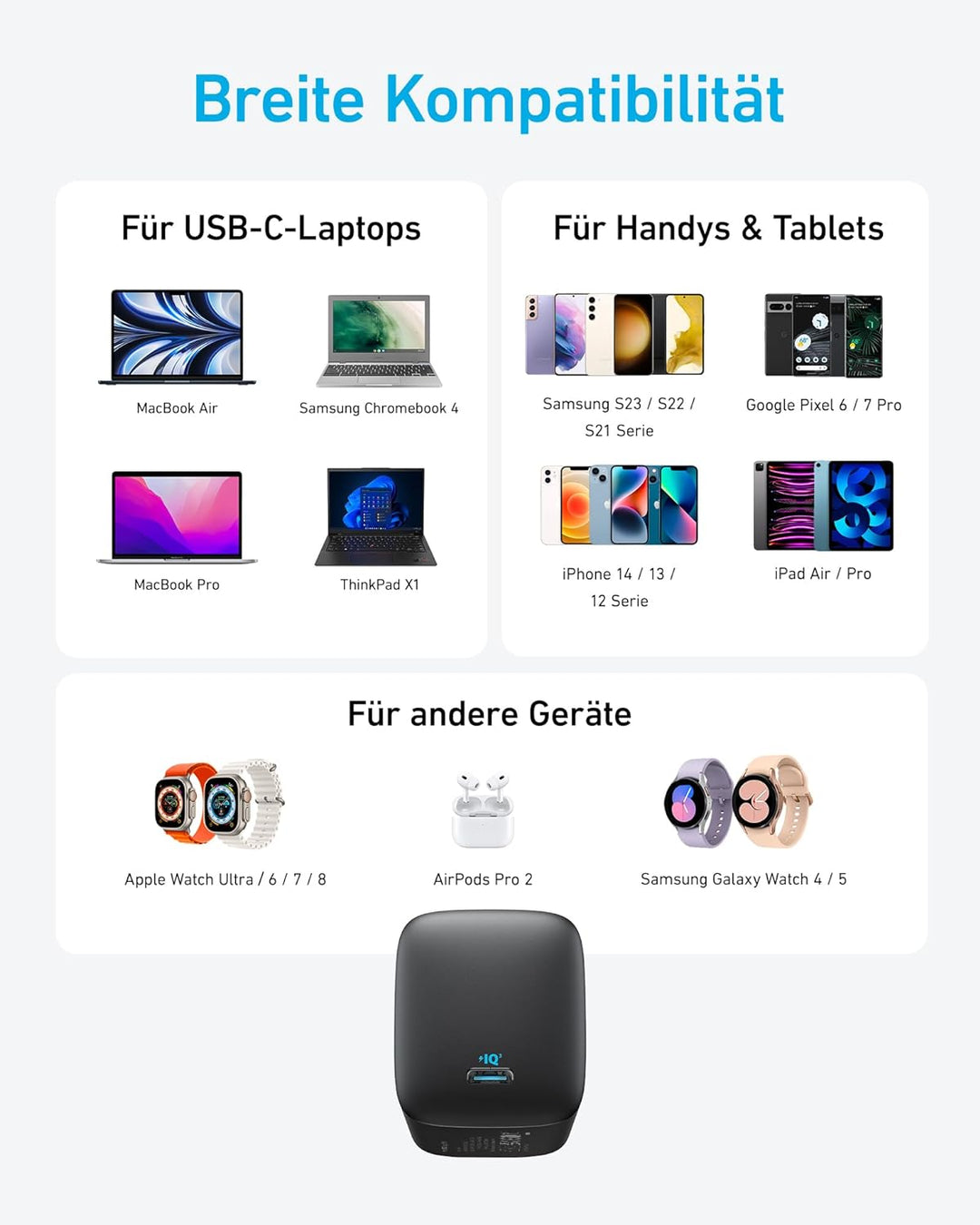 67W USB-C Ladegerät, Anker 315, kompaktes Hochleistungs-Netzteil mit PIQ 3.0, für MacBook Pro/Air, i