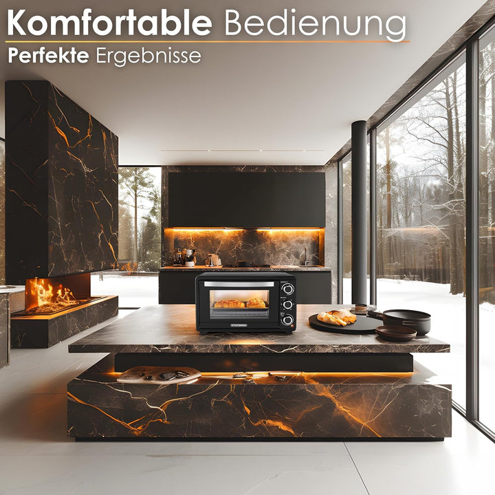 Steinborg Mini Backofen mit Umluft 25 Liter Elektrischer Pizzaofen Minibackofen Miniofen 3in1 Backof