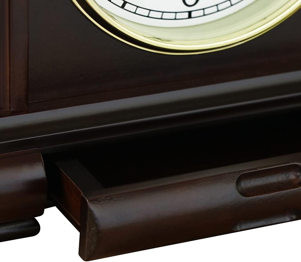 MPM Quality Retro Dark Wood Tischuhr, Dunkelbraun, Traditionelle und Elegante Holztischuhr, Arabisch