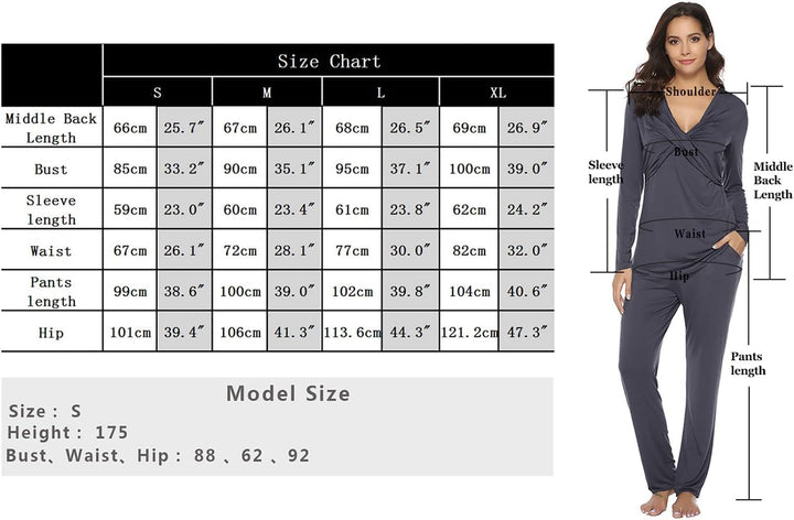 Irdcomps Stillpyjama Damen Lang Stillschlafanzug Baumwolle Umstandspyjama Lang Schwangerschaft Pyjam