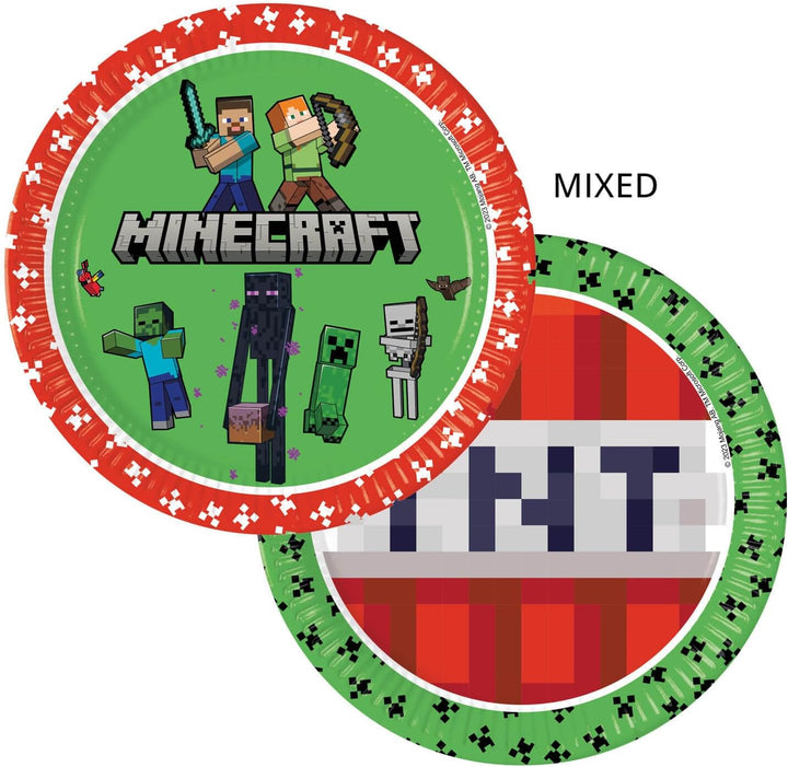 Procos - Minecraft Geburtstagsdeko, 52-Teilig, Pappteller, Becher und Servietten für Kindergeburtsta