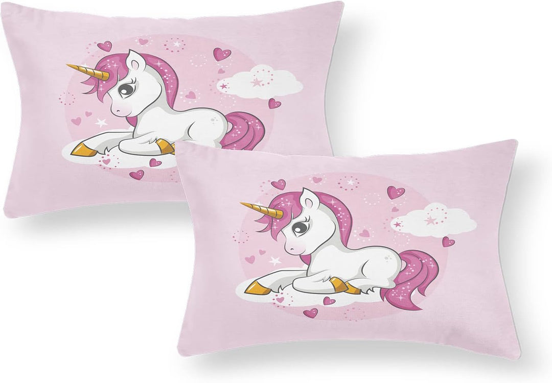 AVJWWD Einhorn Bettwäsche Set Kinder Mikrofaser Bettwäsche Cartoon Einhorn 3D Gedruckt Bettbezug 3 T