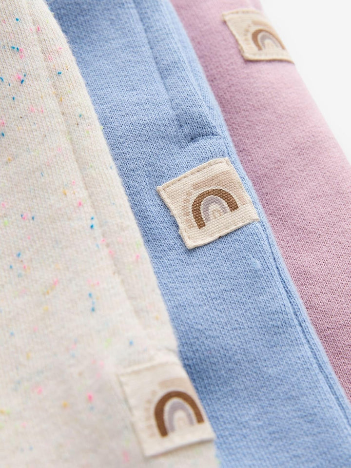 Next Mädchen Jogginghose mit weitem Bein, 3er-Pack 80-86 Pink/Blue/Oatmeal, 80-86 Pink/Blue/Oatmeal