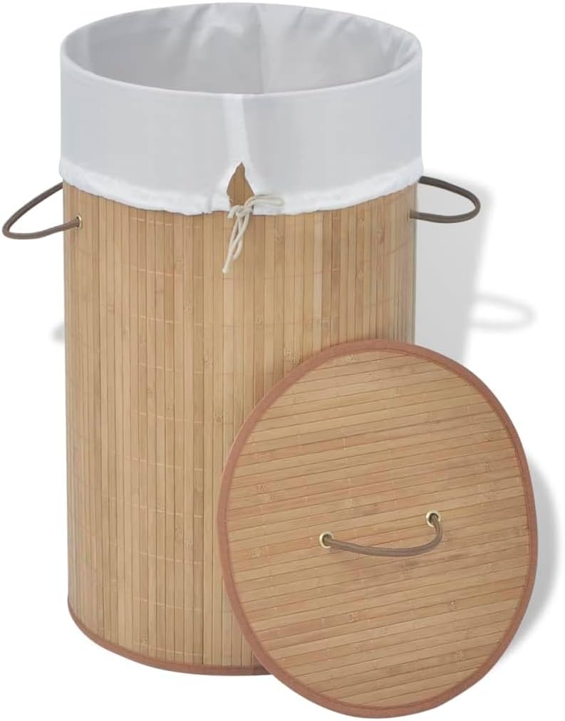 vidaXL Bambus Wäschebox Wäschekorb Wäschesammler Wäschetruhe Wäschekörbe Natur Hellbraun Ø 35 x 60 c