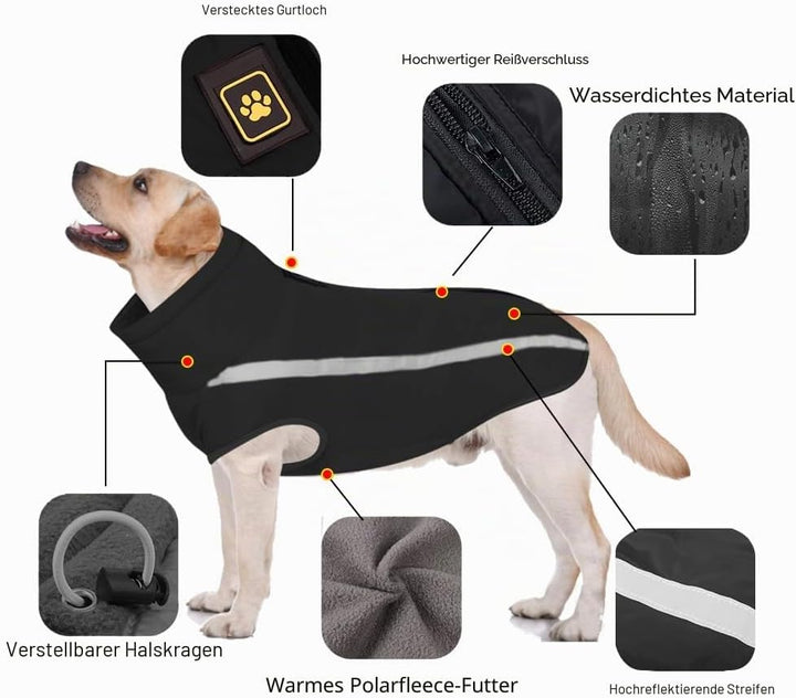 FEimaX Hundemantel Hundejacke wasserdichte Reflektierende Wintermantel mit Fleece Gefüttert Hund Wel