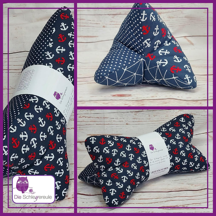 Leseknochen maritim Nackenkissen Handmade in Deutschland, waschbar und hochwertig verarbeitet, als N