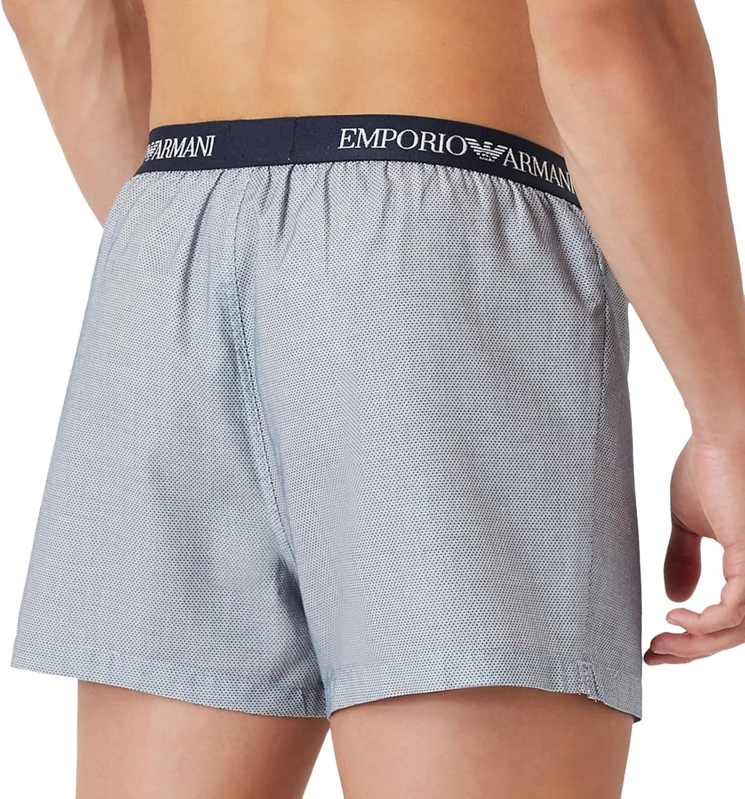 Emporio Armani Herren Boxer Yarn Dyed Woven Pyjama Boxer S Whiterombhus/Marine, S Whiterombhus/Marin