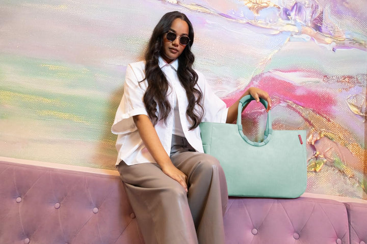 reisenthel loopshopper L cord mint – Stabile Tasche mit praktischen Fächern aus recycelten PET-Flasc