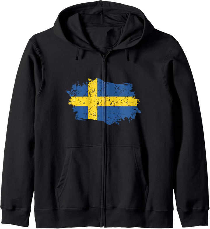 Schweden Flagge Design Grunge Landesflagge Schweden Kapuzenjacke